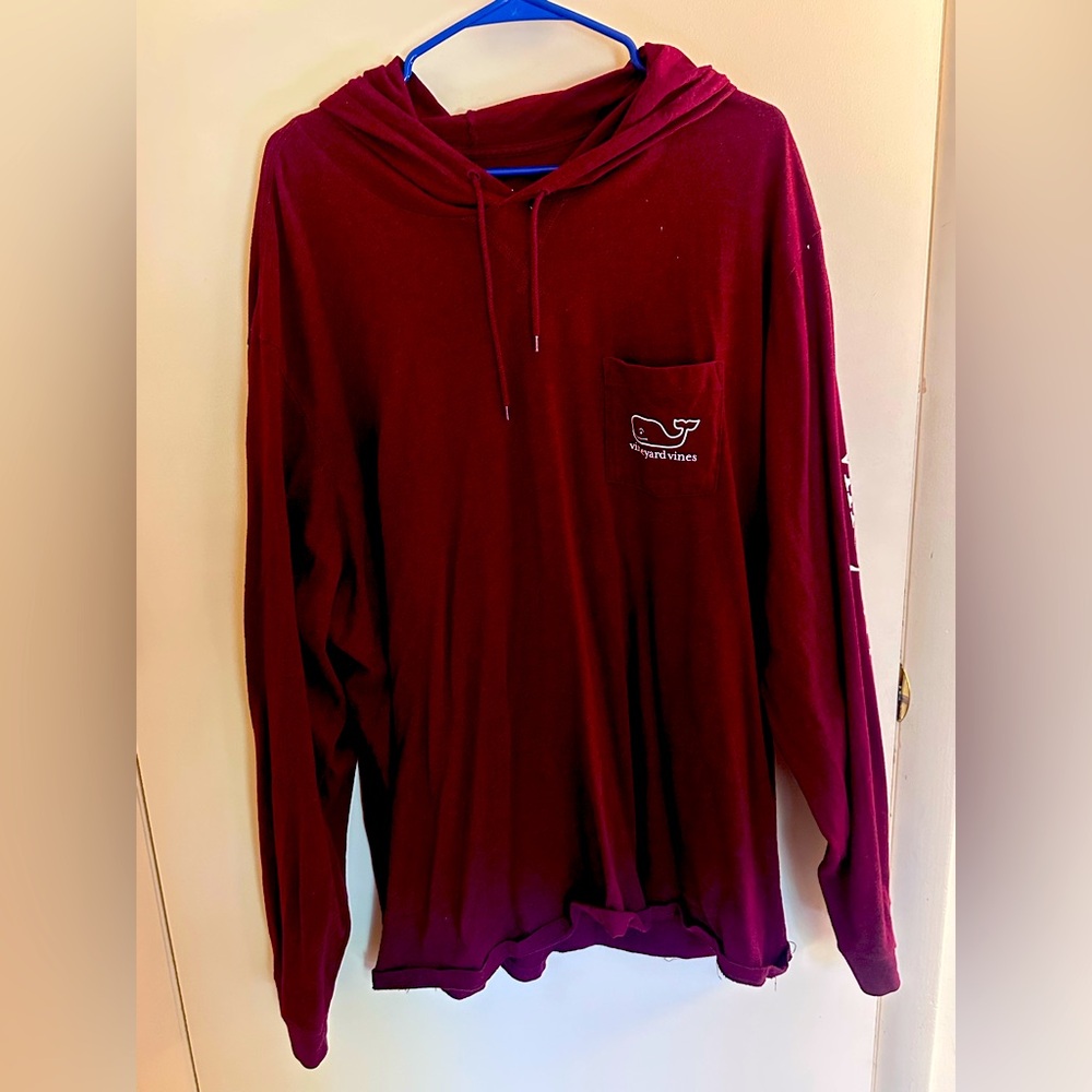 Vineyard Vines Maroon Hooded Long Sleeve Shirt